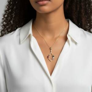 ESHOP SL01686 Collier Losange Dore´e Pave´ Multicolore