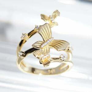 SL01620þBague Dorée Papillons