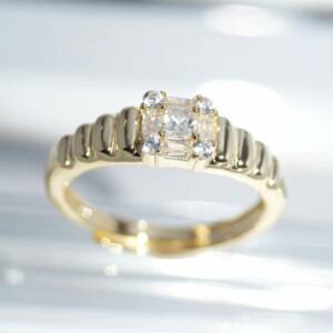 SL01623þBague Dorée Solitaire Baguette