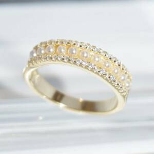 SL01625þBague Alliance Dorée Minis Perles