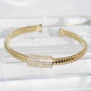 SL01634þBracelet Doré Tube Central Pavé