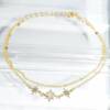 SL01636þBracelet Doré Chaine Double Etoiles Pavées Dorées