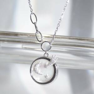SL01655þCollier Constellation La Lune et Les Etoiles Nacre