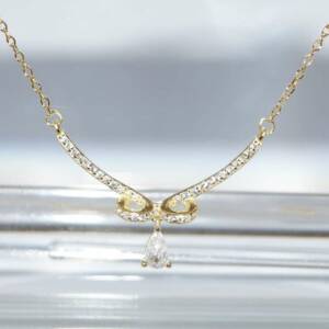 SL01669þCollier Dorée Rosette Goutte