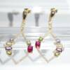 SL01683þBoucle Losange Dorée Pavé Multicolore