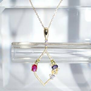 SL01686þCollier Losange Dorée Pavé Multicolore