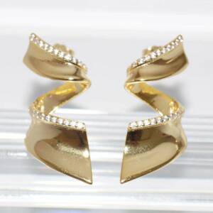 SL01701þBoucle Torsadée Miroir Pavée Doré
