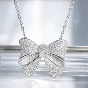 SL01645þCollier Noeud Maxi Rosette Pavée