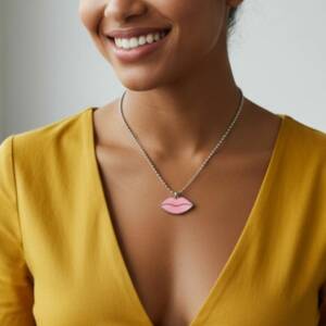 COLLIER ARGENT LIPS POP COLOR