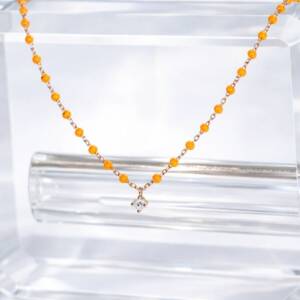 RI01440þCollier Rosiario Brillant Pop Color orange Fluo