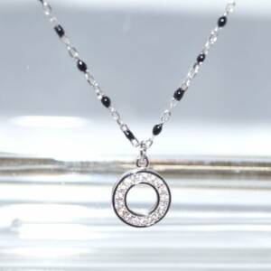 RI01447þCollier Rosario Noir Pop Color Tondo Pavé