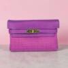 FL00012þPochette Cuir & Raphia Positano Fuchsia