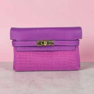 FL00012þPochette Cuir & Raphia Positano Fuchsia