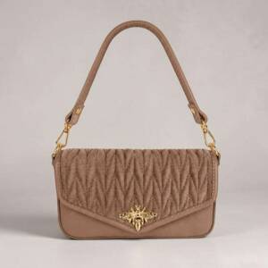 FL00071þSac Pochette Suède & Cuir Abeille Divine Marron