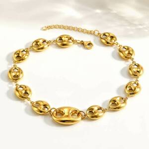 NJ00339þCollier Grain de Café Oversize doré