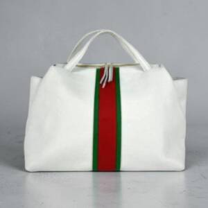 FL00092þSac cabas à bande tricolore en cuir grainé Made in Italy