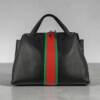 FL00093þSac cabas à bande tricolore en cuir grainé Made in Italy