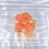 NJ00744þBague Fleur d’Hibiscus Corail en Acier Inoxydable Doré