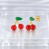 NJ00779þBoucles d’Oreilles Cerises Vitaminées en Acier Inoxydable Doré