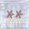 NJ00782þBoucles d’Oreilles Étoile de Mer Perles Violet Clair