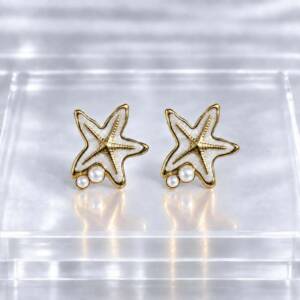 NJ00783þBoucles d’Oreilles Étoile de Mer Perles Nacrées