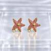 NJ00784þBoucles d’Oreilles Étoile de Mer Perles Corail