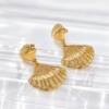 NJ00789þBoucles d’Oreilles Coquillages Riviera en Acier Inoxydable Doré
