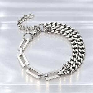 NJ00822þBracelet Homme Chaîne Couture Argentée