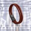 NJ00829þBracelet Homme Double Tour Café en Simili Cuir