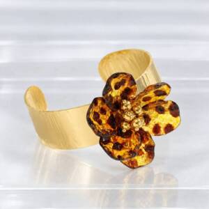 NJ00831þBracelet Manchette Léopard Iconique en Acier Inoxydable Doré