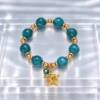 NJ00832þBracelet Perles Riviera Turquoise & Pampille Dorée