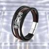 NJ00833þBracelet Homme Multirang Urban Steel en Simili Cuir Noir
