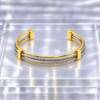 NJ00840þBracelet Homme Jonc Double Ligne Or & Argent