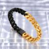 NJ00845þBracelet Homme Chaîne Bicolore Noire & Dorée