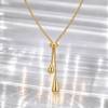 NJ00882þCollier Lariat Gouttes de Lumière Doré