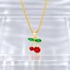 NJ00887þCollier Trio de Cerises Scintillantes Doré