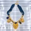 NJ00905þCollier Foulard Denim Cœur Porte-Bonheur