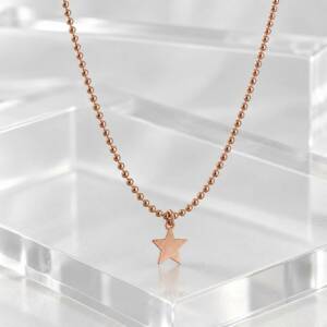 AR000973&thorn;Collier Cha&icirc;ne Perl&eacute;e &Eacute;toile en Argent 925 Ros&eacute;