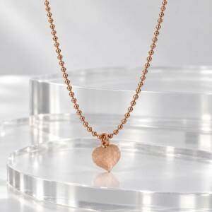 AR000974&thorn;Collier Cha&icirc;ne Perl&eacute;e C&oelig;ur en Argent 925 Ros&eacute;