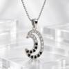 AR000979þSautoir Double Lune Zircons Noirs & Blancs