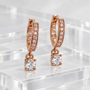 DV02091BþBoucles Créoles Pendantes Rose Gold