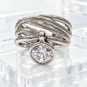 DV02370þBague Multirang Éclat Sculptural en Argent 925 & Zircon