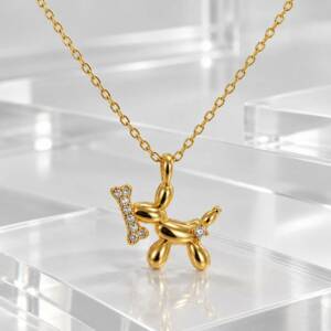 NJ00907&thorn;Collier Chien Ballon Iconique en Argent 925 Dor&eacute;