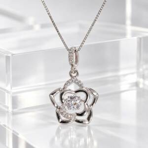 RI01076&thorn;Collier Fleur &Eacute;clatante & Zircons