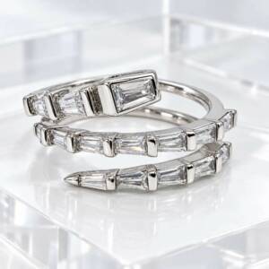 SL00600þBague Spirale Éclat Géométrique en Argent 925 & Zircons