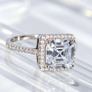 SL00887þBague Halo Princesse en Argent 925 & Zircons