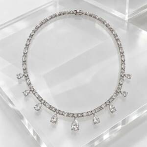 SL01592&thorn;Collier Rivi&egrave;re de Zircons & Gouttes Lumi&egrave;re